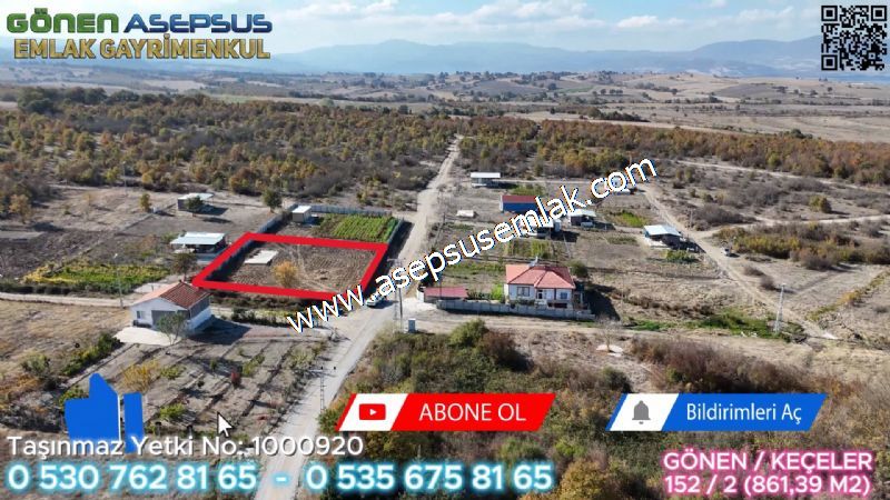 861 M2 Müstakil Köy Evi, Villa Arsa 2 Kat %40 İmarlı Gönen'e 5Km