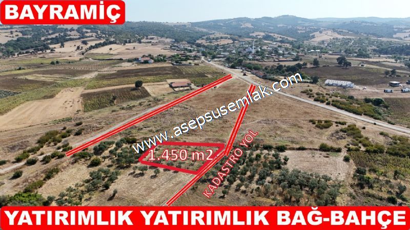 1.450 m2 Hobi Bahçesi Bağ-Bahçe Kadastro Yola Cepheli Bayramiçte