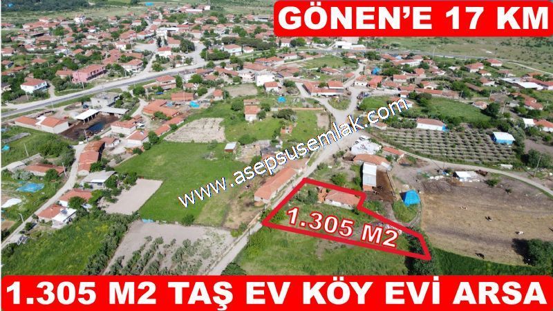 1.305 M2 Taş Ev, Köy Evi, Arsa, GÖNEN ULUKIR'DA ASEPSUS EMLAK'TA